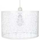 Marrakech Designed Large White Metal Pendant Light Shade with Floral Decoration