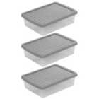 Grey Storage Box & Lid 8L - Set of 3
