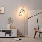 HOMCOM Industrial 3-Light Floor Lamp Dimmable Standing Lamp for Living Room