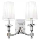 Luminosa Domina Indoor Candle Wall Lamp Nickel with White Pleated Shades, E14