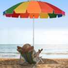 Outsunny Arc. 2.4m Beach Umbrella Sand Anchor Tilt System Carry Bag
