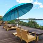Outsunny 2.4m Round Curved Adjustable Parasol Outdoor Metal Pole Turquoise