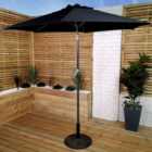 2m Aluminium Garden Patio Sun Shade Parasol with Tilt and Crank in Black