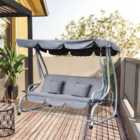 Outsunny 3 Seater Swing Chair for Outdoor withAdjustable Canopy, Grey