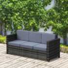 Outsunny Rattan Wicker 3-seater Sofa Chair Outdoor Patio Furniture with Cushions Mixed Grey