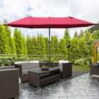 Outsunny Sun Umbrella Canopy Double-side Crank Shade Shelter 4.6M Red