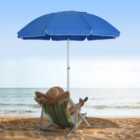 Outsunny 1.9m Arced Beach Umbrella 3-Angle Canopy Aluminium Frame Bag Blue