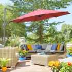 Outsunny Cantilever Roma Parasol 360 degree Rotation Hand Crank Base, Wine Red