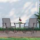 Outsunny 3 PCS Outdoor Sling Fabric Rocking Glider Chair with Table Set Grey