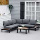 Outsunny 4 PCS Garden Furniture Conversation Set with Loveseat Table, Grey