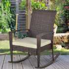 Outsunny Garden Rattan Rocking Chair, Bistro Recliner Rocker Furniture Seater Brown