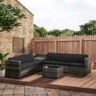 Outsunny 8Pcs Patio Rattan Sofa Set Garden Furniture Side Table with Cushion Grey
