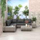 Outsunny 4PC Rattan Sofa Set Garden Furniture Coffee Table Chairs Conservatory Grey Frame