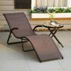 Outsunny Folding Lounge Chair, Outdoor Chaise for Beach, Poolside, Brown