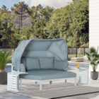 Outsunny 4 PCS Outdoor Garden Sofa Set, Lounge Bed with Canopy, Padded Cushions