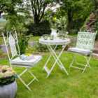 Vintage Ivory 2 Seater Outdoor Alfresco Garden Furniture Dining Table and Chair Folding Bistro Set