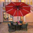 Outsunny 2.7m Garden Parasol Patio Sun Umbrella LED Solar Light Red