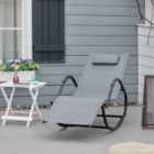 Outsunny Zero Gravity Rocking Lounge Chair Pillow Garden Outdoor Furniture Grey
