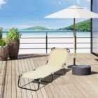 Outsunny Folding Lounge Chair Outdoor Chaise for Bench Patio Beige