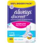 Always Discreet Complete Protection Incontinence Pads Long 20 Pack