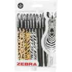 Zebra Doodlerz Animal Stick Black Pen 10 Pack