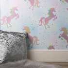 Coloroll Dancing Unicorn Pink Wallpaper