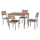 HOMCOM 5 Piece Compact Dining Table Set With 4 Chairs Wood Effect