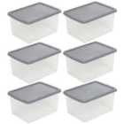 Grey Storage Box & Lid 16L - Set of 6
