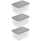 Grey Storage Box & Lid 16L - Set of 3