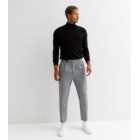 Black Check Double Pleated Tapered Trousers