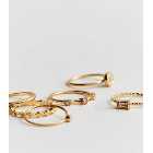 6 Pack Gold Diamanté Stacking Rings