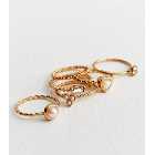 6 Pack Gold Faux Pearl Stacking Rings