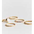 5 Pack Gold Iridescent Stone Stacking Rings