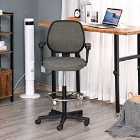 HOMCOM Ergonomic Tall Office Chair With Foot Ring And Arm Wheel Grey