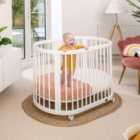 Boori Oasis Oval Cot In White With Eco Oval Airflow Fibre Mattress