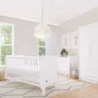 Boori Natty 3 Piece Room Set In White Cot Bed Chest and Wardrobe With Eco Airflow Fibre Mattress