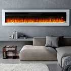 Livingandhome Freestanding Wall Mounted Recessed Electric Fire - White 60 Inch