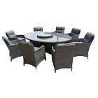 Katie Blake Milan 8 x Chair & 220cm Oval Table Set with Cushions - Grey