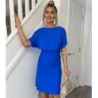 Missfiga Bright Blue Ruched 1/2 Sleeve Dress