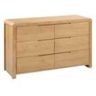 Curve Wide 6 Drawer Chest, Oak