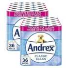 Andrex Toilet Rolls Classic Clean Fragrance-Free 2 Ply Toilet Paper - 72 Rolls
