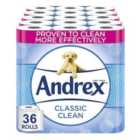 36 Rolls of Andrex Classic Clean Fragrance Free Toilet Paper - 2ply