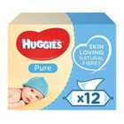 Huggies Pure Baby Wipes Perfume-free with 99% Water & Skin Loving Natural Fiber - 1 Pack
