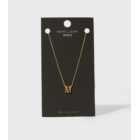 Real Gold Plated M Initial Pendant Necklace
