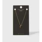 Real Gold Plated E Initial Pendant Necklace