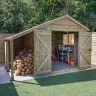 Forest Garden Timberdale 10 x 8ft Double Door Apex Shed and Log Store