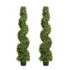Greenbrokers Artificial Spiral Boxwood Premium Topiary Tree 120Cm/4Ft(set Of 2)
