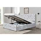 SleepOn Crushed Velvet Diamante Chesterfield Ottoman Bed Silver