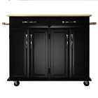 Livingandhome Wooden Kitchen Storage Trolley Cart - Black