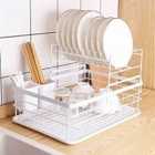 Living and Home 2 Tier Dish Drainer Rack With Drain Tray - White